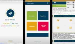 Screenshots of COVID NEBA app