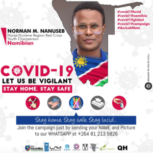 COVID-19 poster, urging Namibians to be vigilant and stay healthy